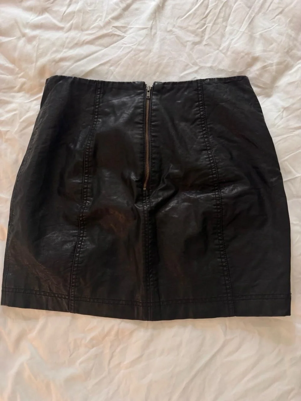 Free People black faux leather mini skirt- Size 6